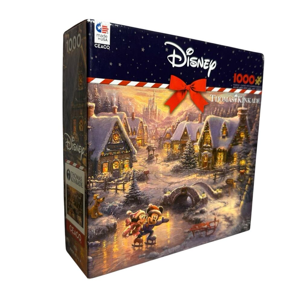 Disney Thomas Kinkade Mickey Minnie Mouse Sweetheart Holiday Puzzle 1000pc New